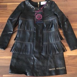Young Versace Girls Black Frill Dress